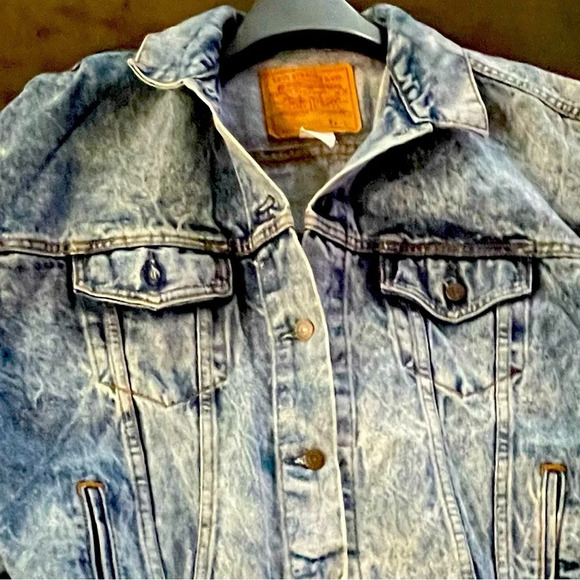 Vintage Levis Acid Wash Trucker Jean Jacket Grunge Made in USA SZ M 70507 0219 - Picture 4 of 8